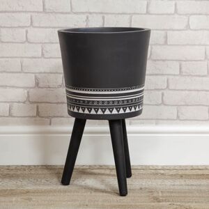 World Menagerie Ornate Fibre Clay Planter Black With Wooden Legs Large 54cm H X 31.5cm W X 31.5cm D World Menagerie Ornate Fibre Clay Planter Black With Wooden Legs Large 54cm H X 31.5cm W X 31.5cm D