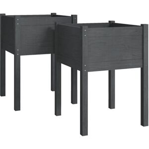 Dakota Fields Garden Planters 2 Pcs Black 40X40x70 Cm Solid Pinewood Grey 70cm H x 50cm W x 50cm D Dakota Fields Garden Planters 2 Pcs Black 40X40x70 Cm Solid Pinewood Grey 70cm H x 50cm W x 50cm D