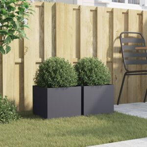 Latitude Run Planters 2 pcs Anthracite Steel Anthracite 29cm H x 32cm W x 30cm D Latitude Run Planters 2 pcs Anthracite Steel Anthracite 29cm H x 32cm W x 30cm D