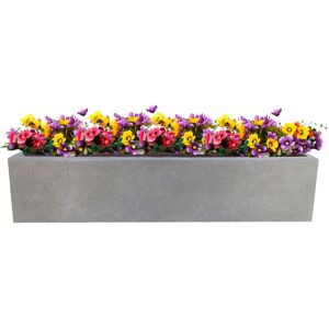 HORTICO Window Flower Box Planter, Frostproof Outdoor Plant Pot, Narrow Garden Planter with Drainage Holes, Concrete Effect Windowsill Planter Grey 17.5cm H x 80cm W x 17cm D HORTICO Window Flower Box Planter, Frostproof Outdoor Plant Pot, Narrow Garden Planter with Drainage Holes, Concrete Effect Windowsill Planter Grey 17.5cm H x 80cm W x 17cm D