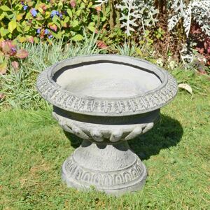 Rosalind Wheeler Humphreys FLUTED URN Low 28cm Verdigris Effect Grey 28cm H X 33cm W X 33cm D Rosalind Wheeler Humphreys FLUTED URN Low 28cm Verdigris Effect Grey 28cm H X 33cm W X 33cm D