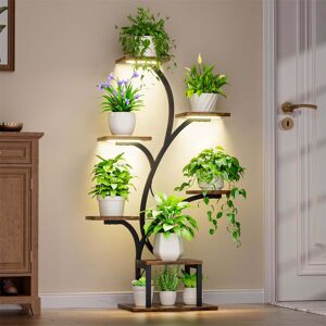 Trent Austin Design 7 Tiered Indoor Plant Stand With Grow Lights Black;Brown 124cm H X 75cm W X 30cm D Trent Austin Design 7 Tiered Indoor Plant Stand With Grow Lights Black;Brown 124cm H X 75cm W X 30cm D