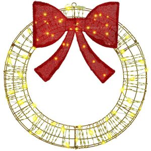 The Seasonal Aisle Wreath With 80 Leds Warm White 90 Cm PET Gold 75cm H x 75cm W x 8cm D The Seasonal Aisle Wreath With 80 Leds Warm White 90 Cm PET Gold 75cm H x 75cm W x 8cm D