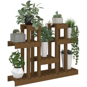 Dakota Fields Alvester Rectangular Multi-Tiered Solid Wood Plant Stand Honey Brown 77.5cm H X 104.5cm L X 25cm D Dakota Fields Alvester Rectangular Multi-Tiered Solid Wood Plant Stand Honey Brown 77.5cm H X 104.5cm L X 25cm D