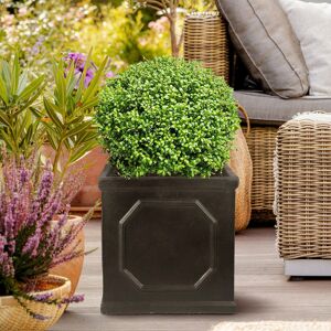 HORTICO Square Planter, Chelsea Flower Box Garden Planter, Light Stone Outdoor Plant Pot Dark Grey 45cm H x 45cm W x 45cm D HORTICO Square Planter, Chelsea Flower Box Garden Planter, Light Stone Outdoor Plant Pot Dark Grey 45cm H x 45cm W x 45cm D
