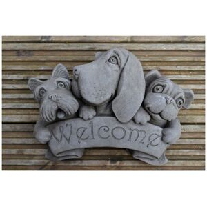 Happy Larry Lester Welcome Dog Stone Garden Statue Grey 18cm H X 25cm W X 10cm D Happy Larry Lester Welcome Dog Stone Garden Statue Grey 18cm H X 25cm W X 10cm D