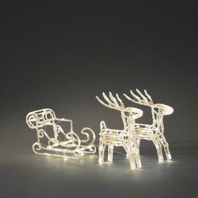 Konstsmide Reindeers and Sleigh Acrylic Outdoor Christmas Decoration White 42cm H X 70cm W X 18cm D Konstsmide Reindeers and Sleigh Acrylic Outdoor Christmas Decoration White 42cm H X 70cm W X 18cm D