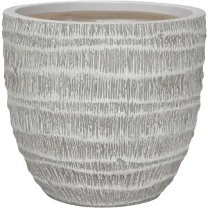 IDEALIST Straw Plaited Style White Washed Egg Garden Round Planter, Outdoor Plant Pot 40.0 H x 43.5 W x 43.5 D cm