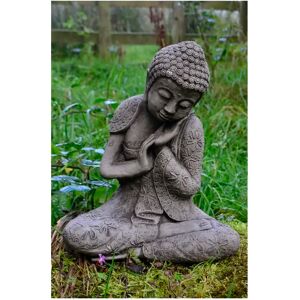 World Menagerie Cumberland Resting Welsh Buddha Stone Garden Statue gray 32.0 H x 23.0 W x 14.0 D cm