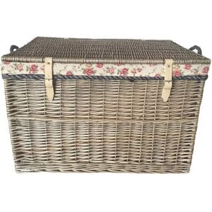 Lily Manor Large Storage Wicker Basket with Garden Rose Lining brown 50.0 H x 50.0 W x 75.0 D cm