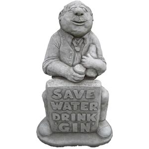 Happy Larry Littlefield Gin Man Stone Garden Statue gray 43.0 H x 25.0 W x 19.0 D cm