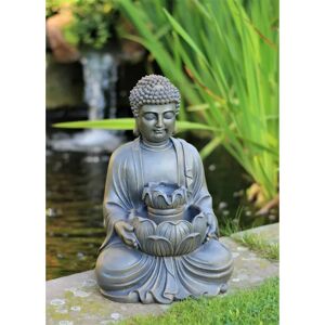 HomeHut Buddha Water Fountain with Led Light Garden Art brown 48.0 H x 31.0 W x 26.0 D cm