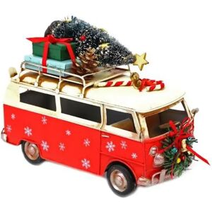 World Menagerie Festive Metal Campervan Decoration 14.0 H x 26.0 W x 7.0 D cm