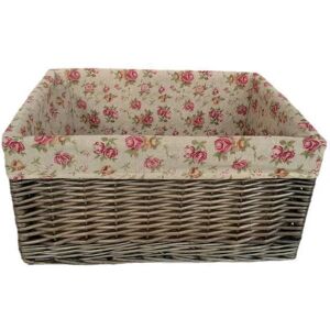 Lily Manor Garden Rose Willow Storage Wicker Basket brown/pink 22.0 H x 42.0 W x 30.0 D cm