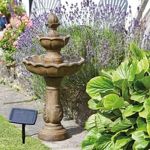 Latitude Vive Bernth Concrete Solar Kingsbury Garden Water Fountain Bird Bath 57.2 H x 55.6 W x 57.2 D cm