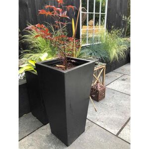 Idealist Contemporary Light Concrete Garden Tall Planter, Outdoor Plant Pot with Tapered Shape black 89.0 H x 43.0 W x 43.0 D cm