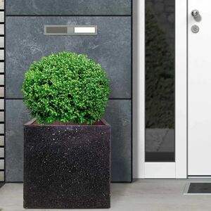 Idealist Contemporary Flower Box Square Garden Planter, Light Concrete Outdoor Plant Pot black 41.0 H x 40.0 W x 40.0 D cm