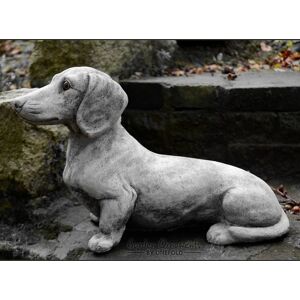 Happy Larry Lowry Dachshund Stone Garden Statue gray 25.0 H x 14.0 W x 37.0 D cm