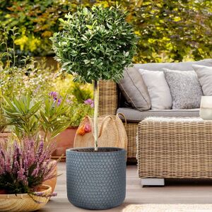 IDEALIST Honeycomb Style Green Grey Cylinder Garden Round Planter, Outdoor Plant Pot gray 37.0 H x 37.5 W x 37.5 D cm