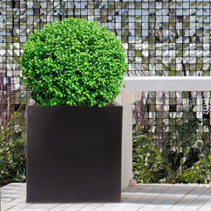 IDEALIST Contemporary Flower Box Square Garden Planter, Light Concrete Outdoor Plant Pot black 30.5 H x 30.0 W x 30.0 D cm