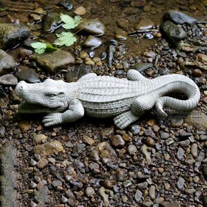 Happy Larry Lockhart Crocodile Stone Garden Statue gray 12.0 H x 19.0 W x 57.0 D cm