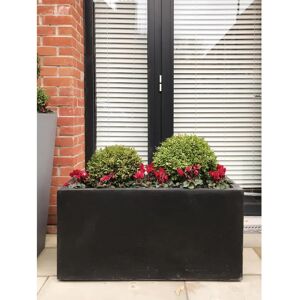 IDEALIST Raised Contemporary Trough Garden Planter, Concrete Light Outdoor Plant Pot black 41.0 H x 85.0 W x 26.0 D cm