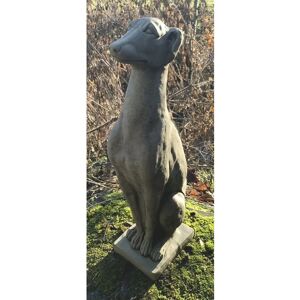 Marlow Home Co. Shuaib Stone Garden Greyhound Whippet Dog Forward Facing Pillar Cap Ornament gray 57.0 H x 14.0 W x 18.0 D cm