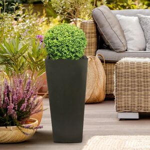 Idealist Contemporary Light Concrete Garden Tall Planter, Outdoor Plant Pot with Tapered Shape black 65.0 H x 32.0 W x 32.0 D cm