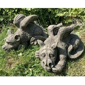 Happy Larry Roye Stone Garden Pair Of Cute Baby Dragon Ornaments Gothic Statues gray 15.0 H x 15.0 W x 23.0 D cm