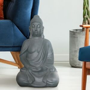 IDEALIST Sitting in Meditation Buddha Grey Indoor and Outdoor Statue L35.5 W26.5 H50.5 cm gray 50.5 H x 35.5 W x 26.5 D cm