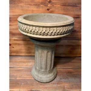 Marlow Home Co. Caolan Stone Garden Style Detailed Bird Bath Statue Ornament gray 47.0 H x 38.0 W x 38.0 D cm