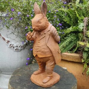 Happy Larry Ordingen Rabbit Metal Garden Statue brown 28.5 H x 11.0 W x 12.0 D cm