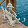 Design Toscano Gone Fishing Fisherman Statue brown/white 43.18 H x 26.67 W x 43.18 D cm