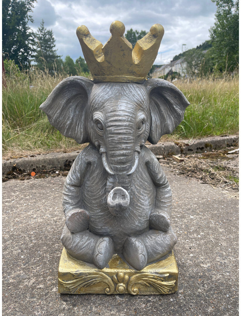Wire Lamps Elephant Garden Statue Grey 58cm H X 35cm W X 29cm D