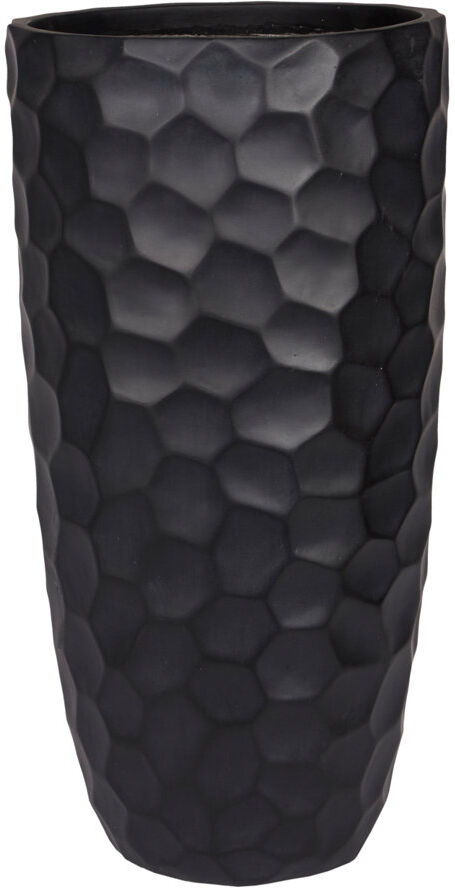 HORTICO Concrete Effect Tall Planter, Large Frostproof Outdoor Plant Pot, Tall Garden Planter with Drainage Holes, Black Vase Round Plant Pot with Mosaic Patt Black 61cm H x 31.5cm W x 31.5cm D