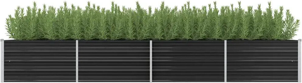 Dakota Fields Raised garden bed in galvanized steel, 240 x 40 x 77cm Anthracite 45cm H x 320cm W x 80cm D