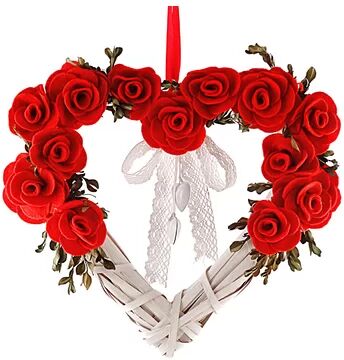 The Seasonal Aisle 38cm Willow and Felt Christmas Wreath The Seasonal Aisle  - Size: Single