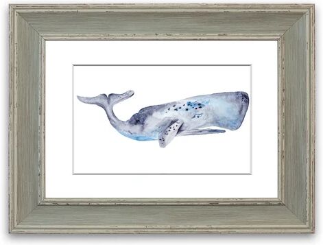 East Urban Home 'Whale' Framed Painting East Urban Home Size: 93 cm H x 70 cm W, Frame Options: Blue  - Size: 50 cm H x 70 cm W