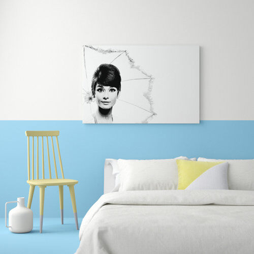 East Urban Home 'Audrey Hepburn Umbrella' Photographic Print on Canvas East Urban Home Size: 81.3 cm H x 121.9 cm W  - Size: 66 cm H x 101.6 cm W East Urban Home 'Audrey Hepburn Umbrella' Photographic Print on Canvas East Urban Home Size: 81.3 cm H x 121.9 cm W  - Size: 66 cm H x 101.6 cm W