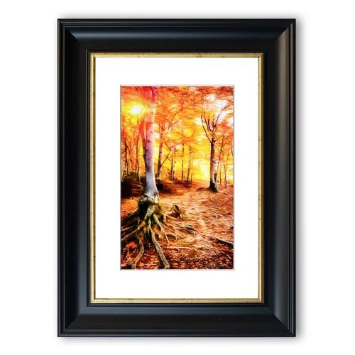 East Urban Home 'Golden Tre Walk' - Picture Frame Painting Print on Paper East Urban Home Size: 70cm H x 50cm W x 1cm D, Frame Options: Black  - Size: 70cm H x 50cm W x 1cm D