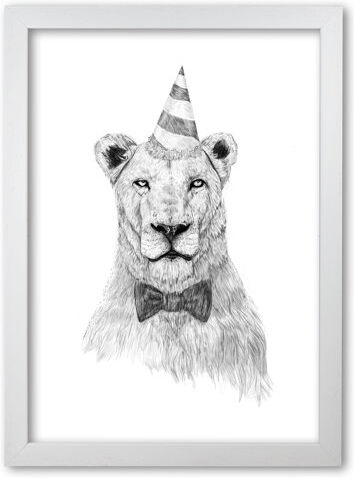 East Urban Home Get the Party Started Lion by Mercedes Lopes Charro - Graphic Art on Paper East Urban Home Frame Options: White Grain, Size: 84 cm H x 59.4 cm W x 5 c  - Size: 84 cm H x 59.4 cm W x 5 cm D East Urban Home Get the Party Started Lion by Mercedes Lopes Charro - Graphic Art on Paper East Urban Home Frame Options: White Grain, Size: 84 cm H x 59.4 cm W x 5 c  - Size: 84 cm H x 59.4 cm W x 5 cm D