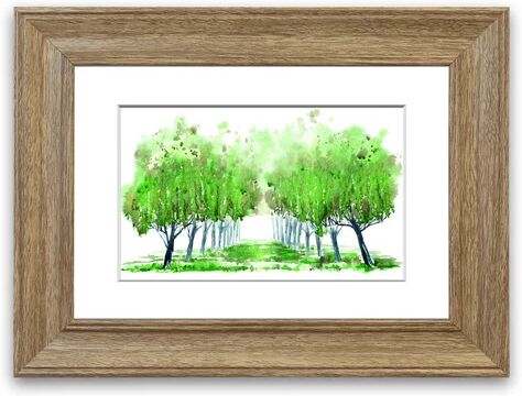 East Urban Home 'Green Tree Walk' Framed Painting in Green East Urban Home Size: 93 cm H x 70 cm W, Frame Options: Teak  - Size: 93 cm H x 126 cm W