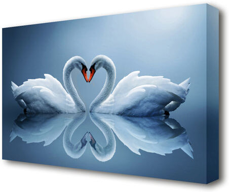 East Urban Home 'Heart Shaped Swans Wild Life' Graphic Art Print on Canvas East Urban Home Size: 66 cm H x 101.6 cm W  - Size: 81.3 cm H x 121.9 cm W East Urban Home 'Heart Shaped Swans Wild Life' Graphic Art Print on Canvas East Urban Home Size: 66 cm H x 101.6 cm W  - Size: 81.3 cm H x 121.9 cm W