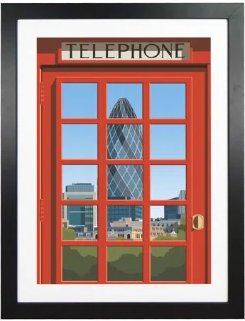 17 Stories 'London Telephone Box 11' - Graphic Art Print on Paper 17 Stories Frame Option: Black Framed, Size: 50cm H x 40cm W x 3cm D  - Size: Rectangle 120 x 170cm