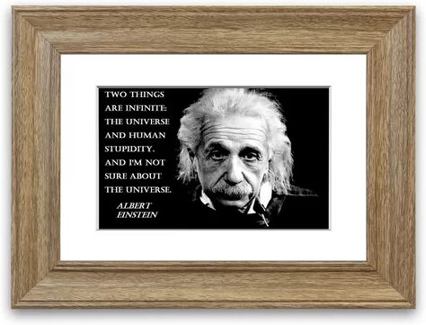 East Urban Home 'Albert Einstein the Universe Cornwall Lounge' Framed Typographic Print East Urban Home Size: 50 cm H x 70 cm W, Frame Options: Teak  - Size: 93 cm H x 70 cm W