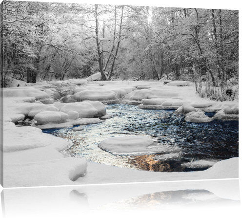 East Urban Home Beautiful Wintry Stream Photographic Print on Canvas East Urban Home Size: 60cm H x 80cm W  - Size: 80cm H x 60cm W East Urban Home Beautiful Wintry Stream Photographic Print on Canvas East Urban Home Size: 60cm H x 80cm W  - Size: 80cm H x 60cm W