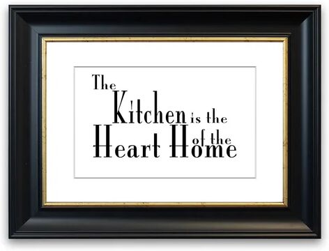 East Urban Home 'The Kitchen Is the Heart of the Home 2' Framed Typography in White East Urban Home Size: 50 cm H x 70 cm W, Frame Options: Black  - Size: 93 cm H x 126 cm W