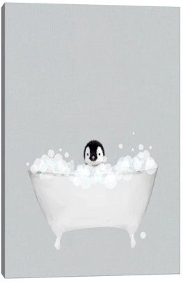 Happy Larry Penguin Blue Bath by Leah Straatsma - Wrapped Canvas Graphic Art Print Happy Larry Size: 152.4cm H x 101.6cm W x 3.81cm D  - Size: 66.04cm H x 66.04cm W x 3.81cm D Happy Larry Penguin Blue Bath by Leah Straatsma - Wrapped Canvas Graphic Art Print Happy Larry Size: 152.4cm H x 101.6cm W x 3.81cm D  - Size: 66.04cm H x 66.04cm W x 3.81cm D