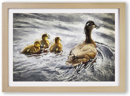 East Urban Home 'Ducklings with Mother Duck' - Picture Frame Graphic Art Print on Paper East Urban Home Size: 62cm H x 87cm W x 2cm D, Frame Option: Oak  - Size: 62cm H x 87cm W x 2cm D East Urban Home 'Ducklings with Mother Duck' - Picture Frame Graphic Art Print on Paper East Urban Home Size: 62cm H x 87cm W x 2cm D, Frame Option: Oak  - Size: 62cm H x 87cm W x 2cm D