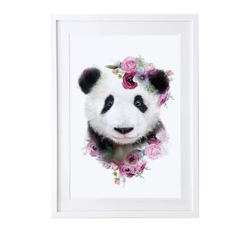 Latitude Run 'Panda Cub Floral' Picture Frame Painting Print on Paper Latitude Run Size: 50 cm H x 70 cm W, Frame Option: White  - Size: 50 cm H x 70 cm W